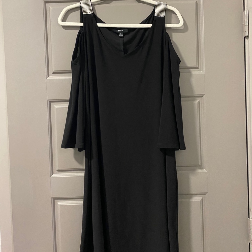 Rhinestone Strap Black Formal Dress